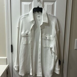 White waffle aerie button up shirt